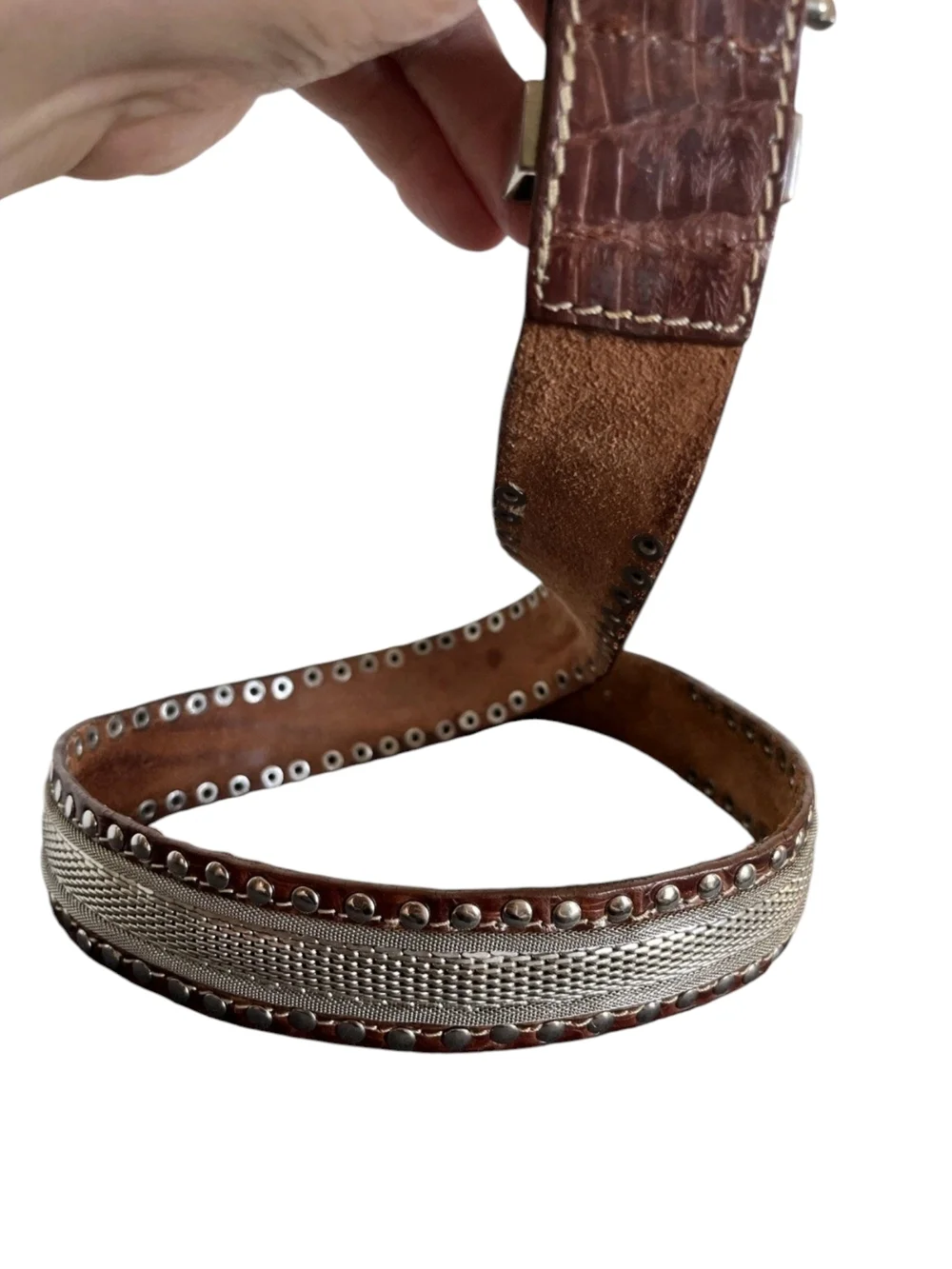 Cheval Design Studio Vintage Super Heavy Leather Mesh Metal Belt
